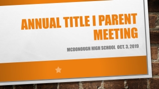 Annual Title I Parent Meeting