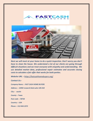 Sell Home Fast In Austin - Fastcashhomebuyers.org