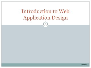 Introduction to Web Application Design