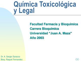 Química Toxicológica y Legal