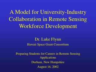 A Model for University-Industry Collaboration in Remote Sensing Workforce Development