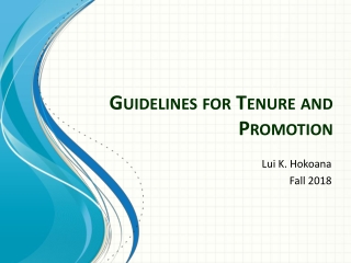Guidelines for Tenure and Promotion