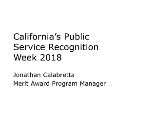 California’s Public Service Recognition Week 2018