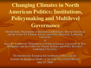 Changing Climates in North American Politics: Institutions, Policymaking and Multilevel Governance