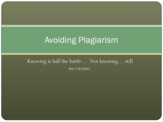 Avoiding Plagiarism