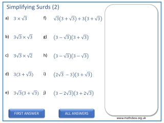 Simplifying Surds (2)