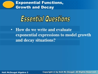 Exponential Functions, Growth and Decay