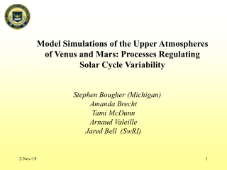 Stephen Bougher (Michigan) Amanda Brecht Tami McDunn Arnaud Valeille Jared Bell (SwRI)