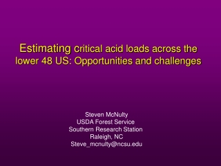 Estimating c ritical acid loads across the lower 48 US: Opportunities and challenges