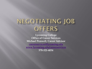 NEGOTIATING JOB OFFERS