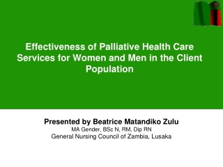 Effectiveness of Palliative Health Care Services for Women and Men in the Client Population