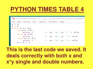 PYTHON TIMES TABLE 4