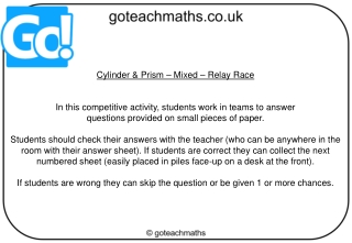 Cylinder &amp; Prism – Mixed – Relay Race