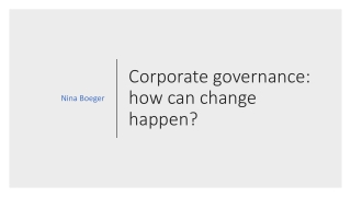 Corporate governance: how can change happen?