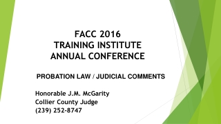 FACC 2016 TRAINING INSTITUTE ANNUAL CONFERENCE