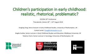 Children’s participation in early childhood: realistic, rhetorical, problematic?