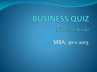 BUSINESS QUIZ Naveen Joshi