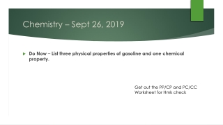 Chemistry – Sept 26 , 2019