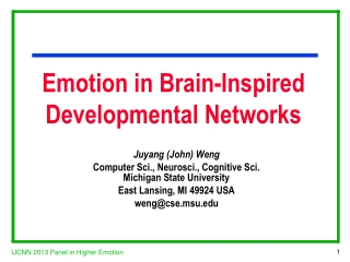 Emotion in Brain-Inspired Developmental Networks