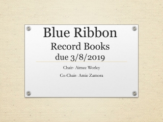 Blue Ribbon Record Books due 3/8/2019