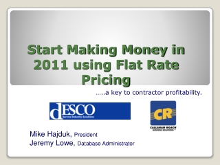 Start Making Money in 2011 using Flat Rate Pricing