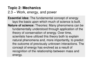 Topic 2: Mechanics 2.3 – Work, energy, and power