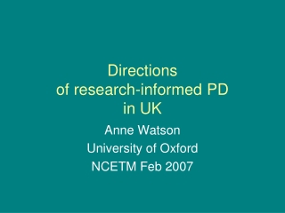 Directions of research-informed PD in UK