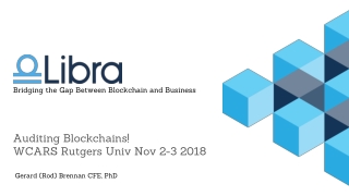 Auditing Blockchains! WCARS Rutgers Univ Nov 2-3 2018