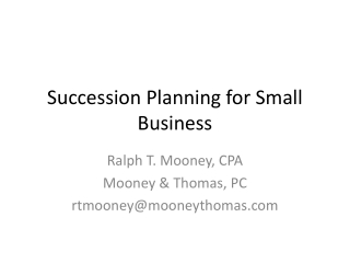 Succession Planning for Small Business