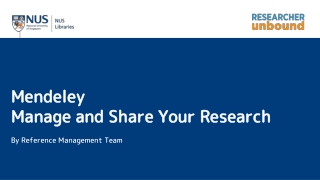 Mendeley Manage and Share Your Research By Reference Management Team