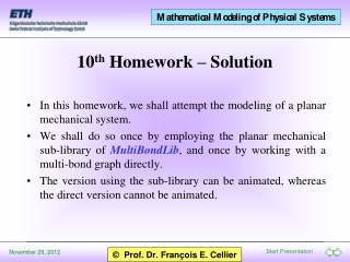 10 th Homework – Solution