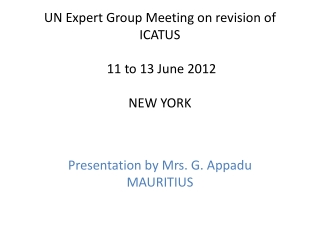 UN Expert Group Meeting on revision of ICATUS 11 to 13 June 2012 NEW YORK