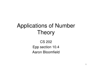 Applications of Number Theory