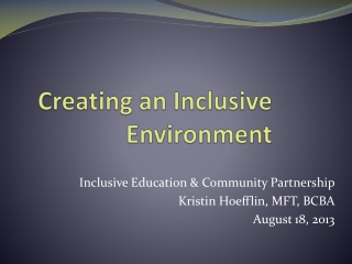 Creating an Inclusive Environment