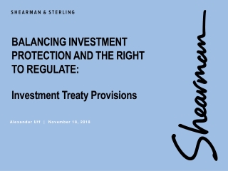 balancing investment protection and the right to regulate: Investment Treaty Provisions