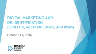 DIGITAL MARKETING and De-Identification (benefits, methodologies, and risks)