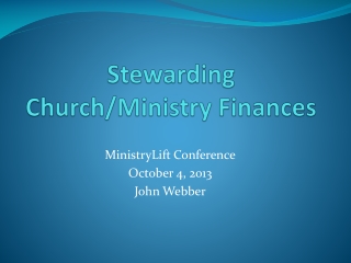 Stewarding Church/Ministry Finances