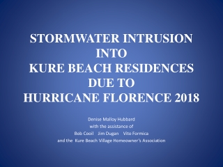 STORMWATER INTRUSION INTO KURE BEACH RESIDENCES DUE TO HURRICANE FLORENCE 2018