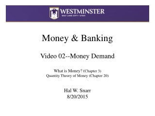 Money &amp; Banking Video 02--Money Demand What is Money? ( Chapter 3)