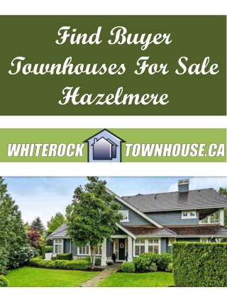 Find Buyer Townhouses For Sale Hazelmere