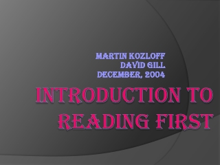 Introduction to Reading First