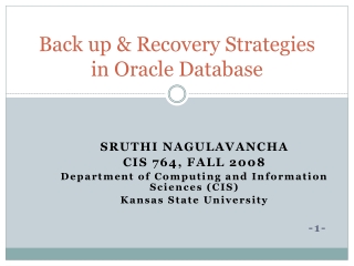 Back up &amp; Recovery Strategies in Oracle Database