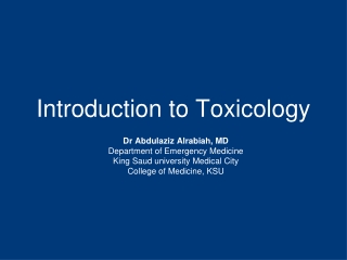 Introduction to Toxicology