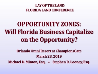 LAY OF THE LAND FLORIDA LAND CONFERENCE