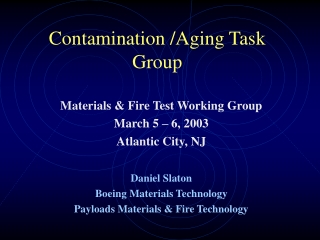 Contamination /Aging Task Group