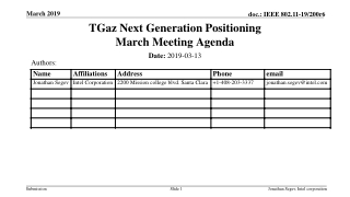 TGaz Next Generation Positioning March Meeting Agenda