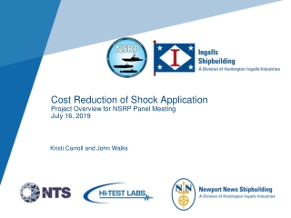 Cost Reduction of Shock Application Project Overview for NSRP Panel Meeting July 16, 2019