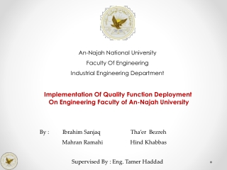 An- Najah National University Faculty Of Engineering Industrial Engineering Department