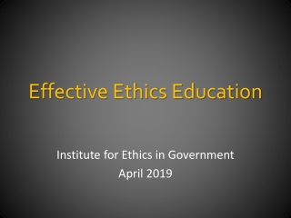 Effective Ethics Education