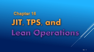 JIT, TPS, and Lean Operations
